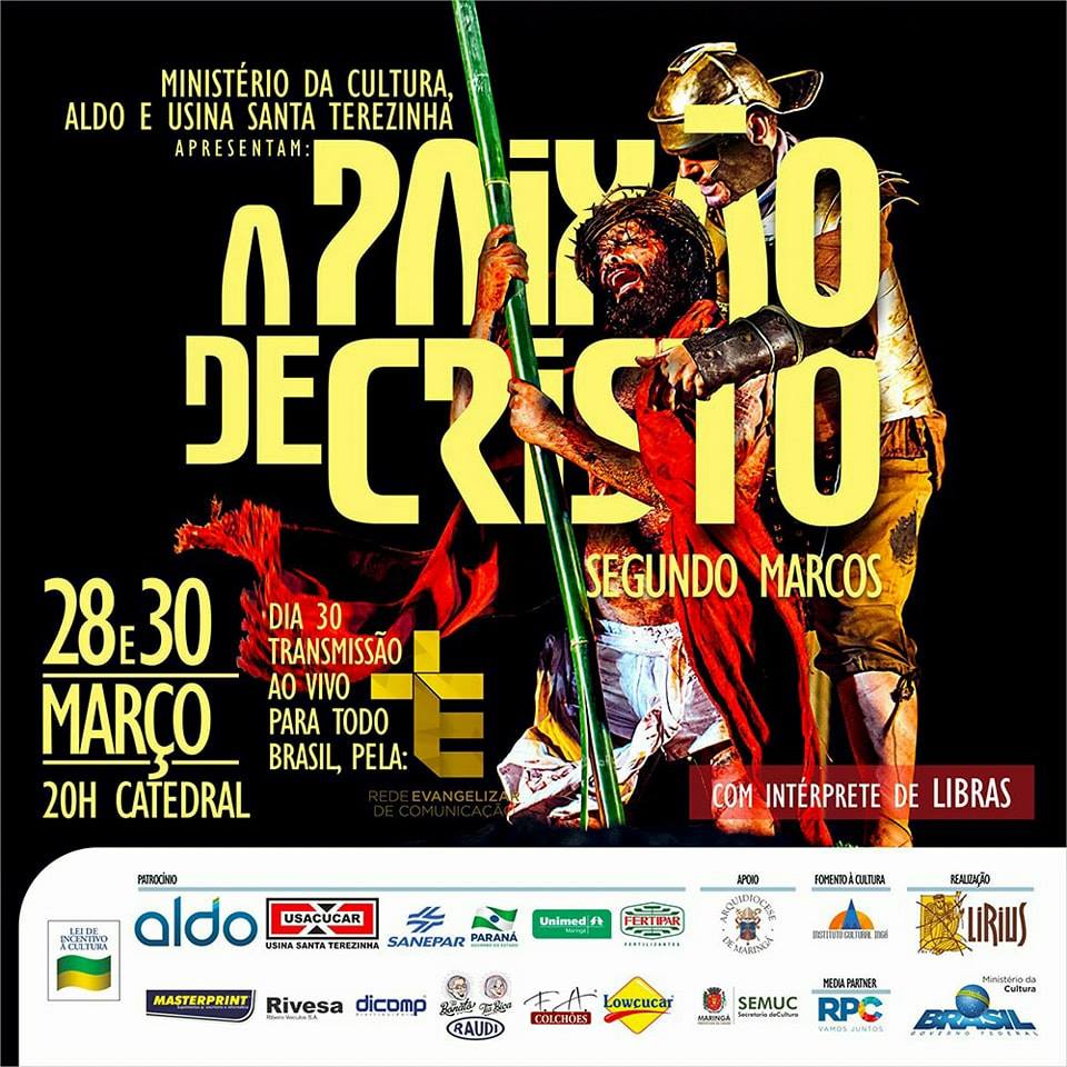 Paixão de Cristo será apresentada dias 28 e 30 de março na praça da Catedral Paixão de Cristo será apresentada dias 28 e 30 de março na praça da Catedral